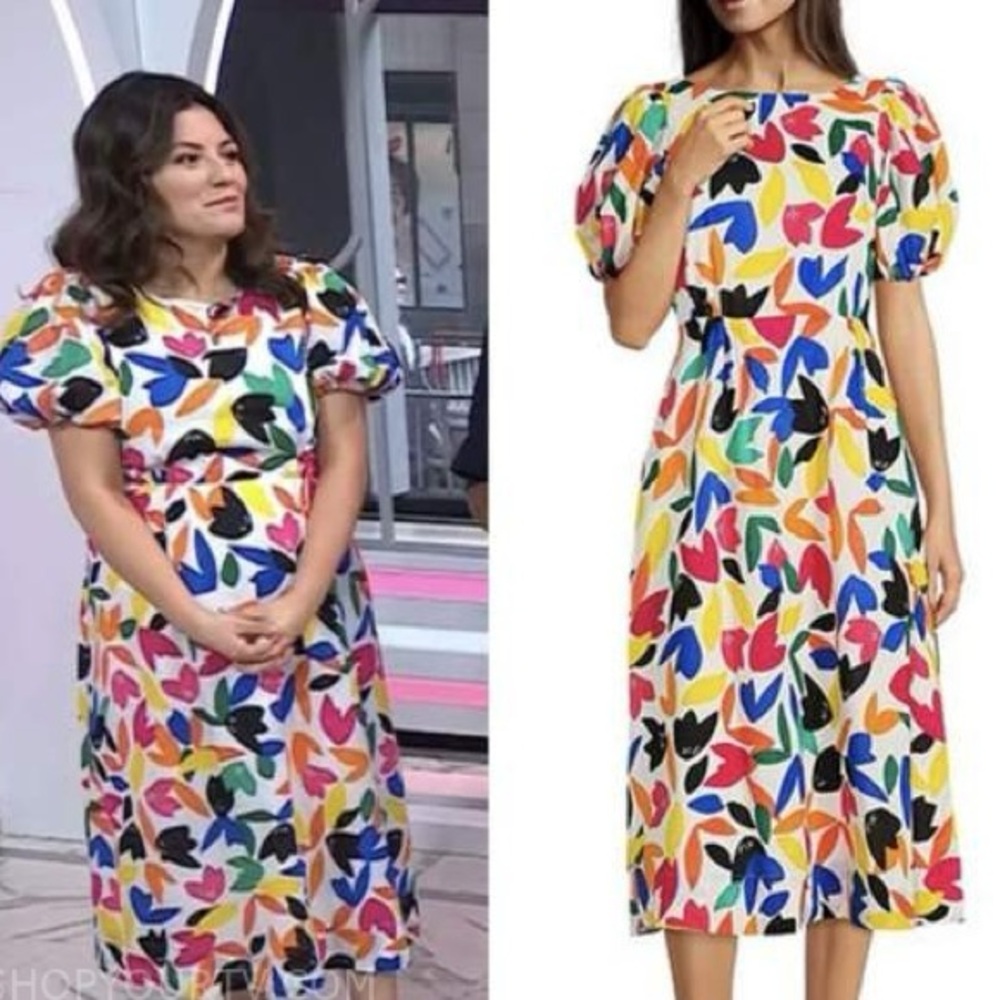 NWT CALVIN KLEIN Colorful Floral Tulip Summer Midi Dress